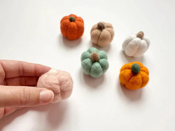 Felt Pumpkin and/or Turkey Toys - Needle Felted Fall Toy - Sold Individually Thanksgiving Montessori Play Cat Nip Playtime - Catnip Kicker - Image 3