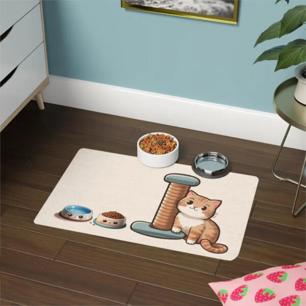 Pet Food Mat Cute Orange Cat (12x18)